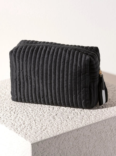 Ezra Large Boxy Cosmetic Pouch Black by Shiraleah