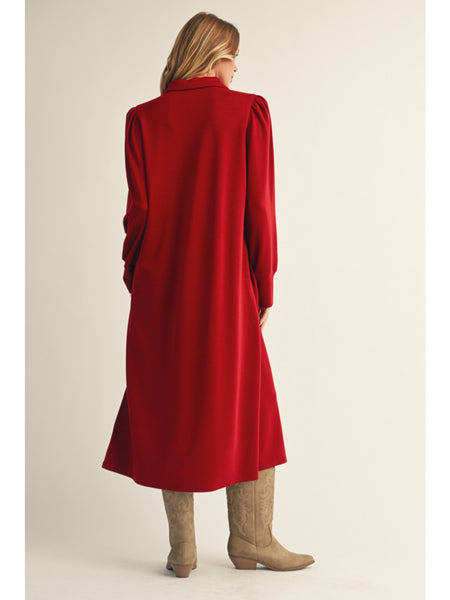 Long Sleeve Solid Midi Dress Wine by Jodifl