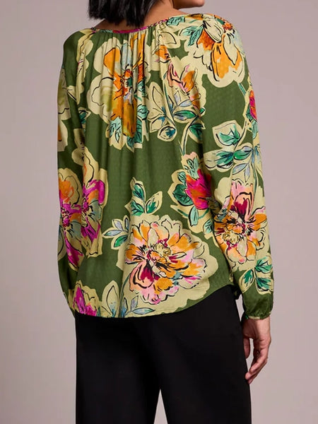 Long Sleeve Blouse w/ Tie Chive by Tribal
