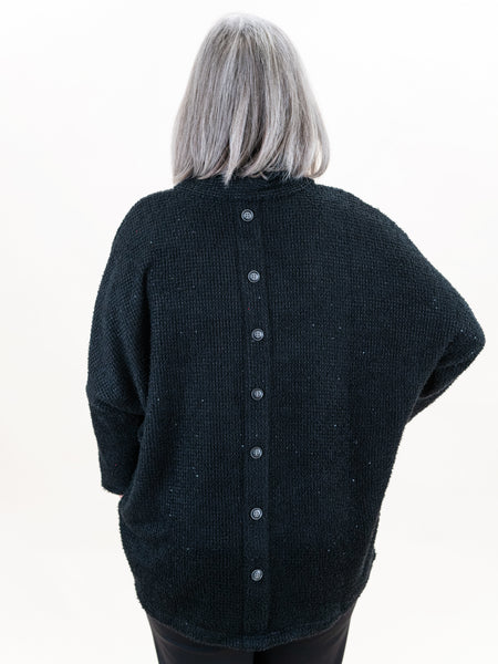 Cowl Neck Drop Shoulder Sweater Black by Boho Chic