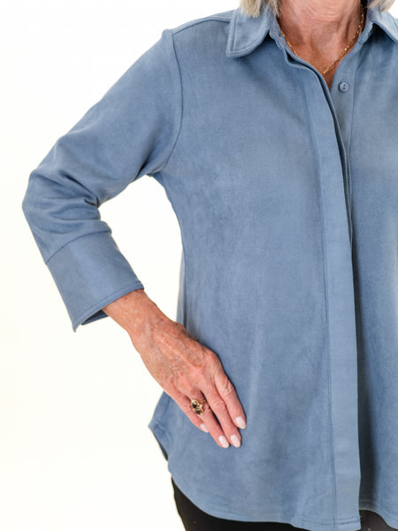 Suede Button Back Top by Boho Chic