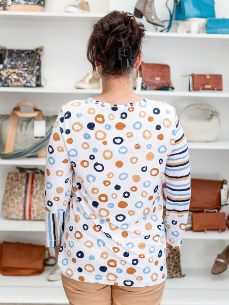 Dot Stripe Multipanel 3/4 Sleeve Top by Multiples