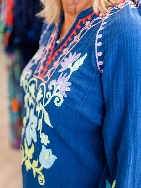 Embroidered Raglan Sleeve Top by Tru Luxe