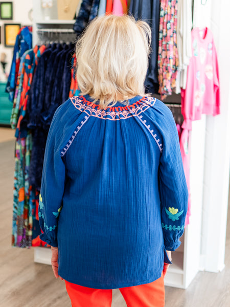 Embroidered Raglan Sleeve Top by Tru Luxe