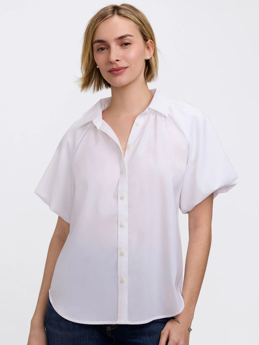 Paula Solid Puff Sleeve Shirt by Foxcroft – Tassels