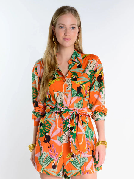 Tropical Shirt Style Romper by Ivy Jane