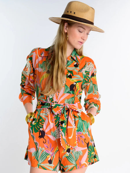 Tropical Shirt Style Romper by Ivy Jane