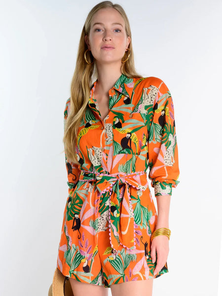 Tropical Shirt Style Romper by Ivy Jane