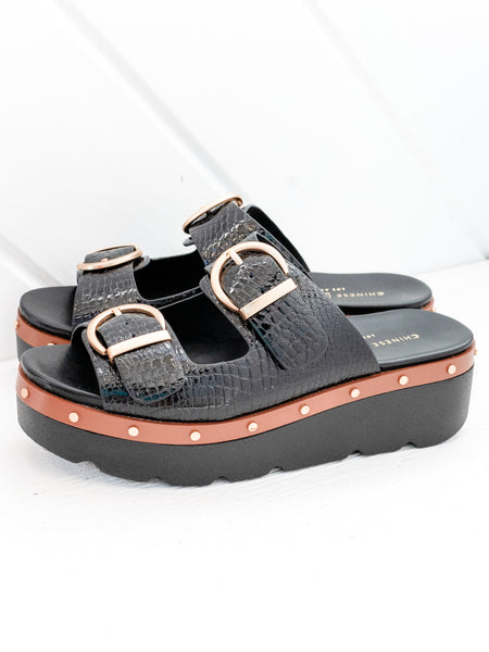 Surfs Up Sandal Croco Black by Chinese Laundry