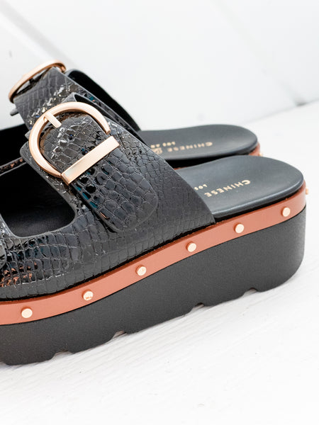 Surfs Up Sandal Croco Black by Chinese Laundry