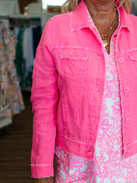 Travel Linen Jacket Pink by Lulu B