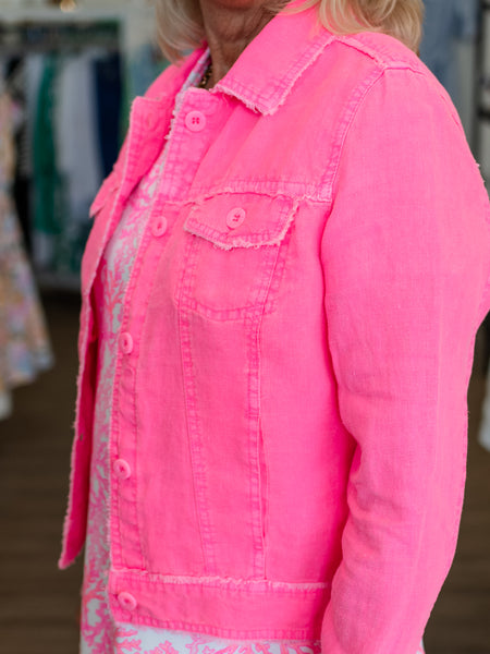 Travel Linen Jacket Pink by Lulu B