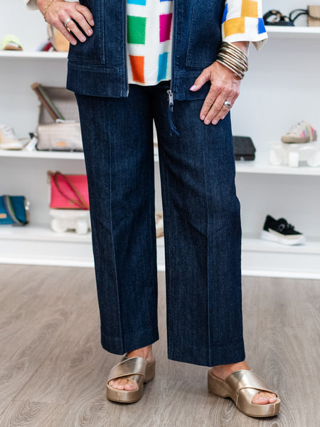 Cropped Wide Leg Denim Trouser by A' La Carte