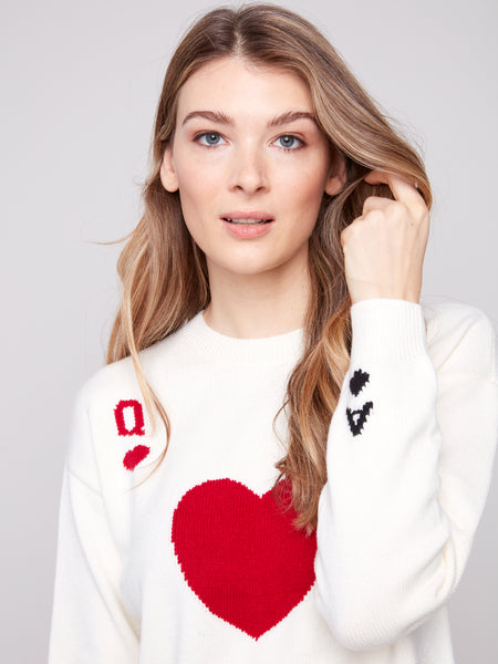 Queen Crew Neck Drop Shoulder Sweater by Charlie B