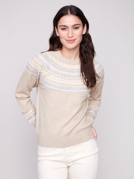 Apres-Ski Jacquard Crew Sweater by Charlie B