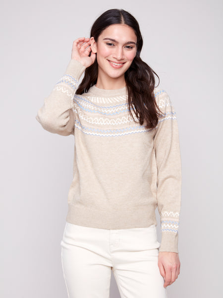 Apres-Ski Jacquard Crew Sweater by Charlie B