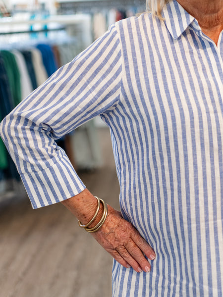 3/4 Sleeve Stripe Tunic Top by Boho Chic