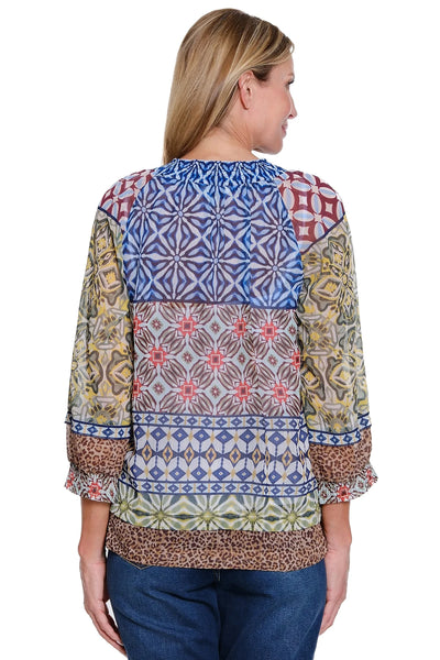 Printed Button-Front Top by John Mark