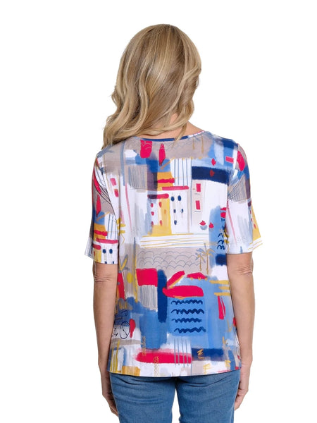 Print Scoop Neck Top by Multiples