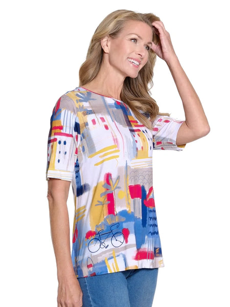 Print Scoop Neck Top by Multiples
