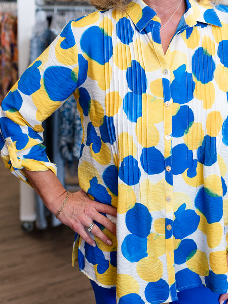 Blue & Yellow Print Top by Multiples
