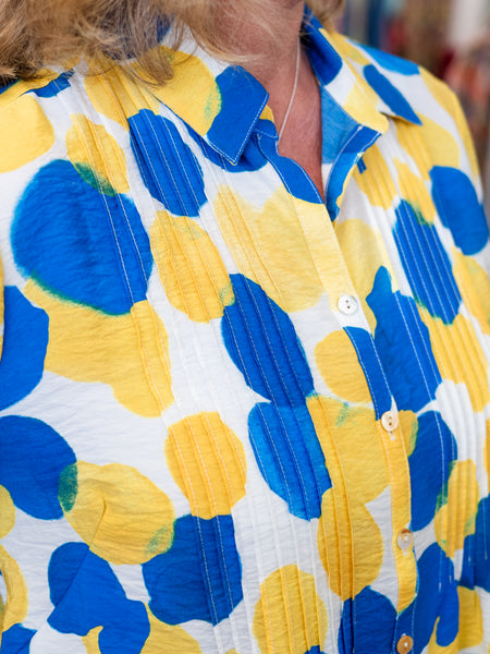 Blue & Yellow Print Top by Multiples