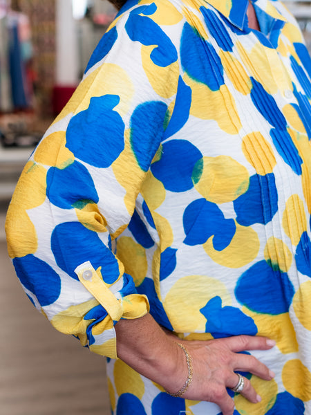 Blue & Yellow Print Top by Multiples