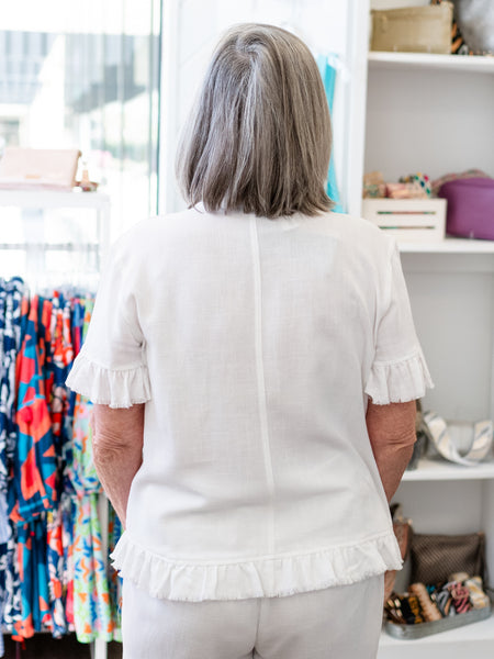 Ruffle Hem Short Sleeve Top by Multiples