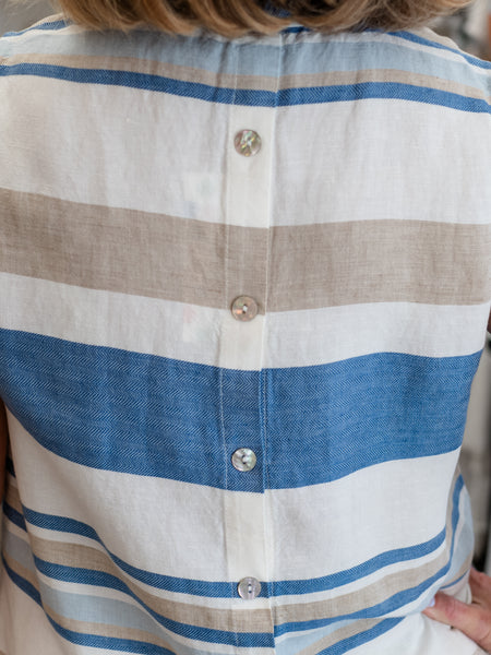 Sleeveless Back Button Linen Dress by Toofan