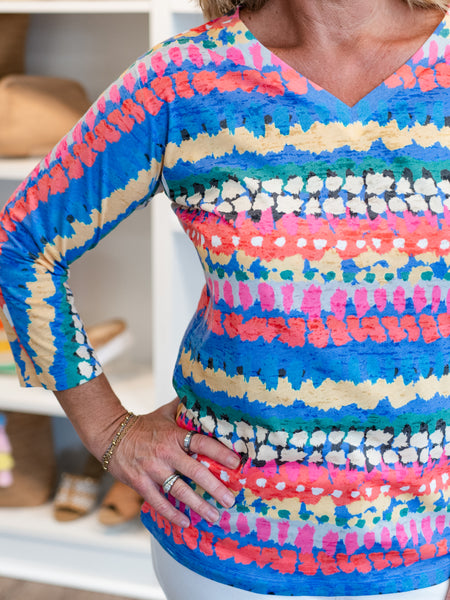 3/4 Sleeve V-Neck Top Riviera by Whimsy Rose