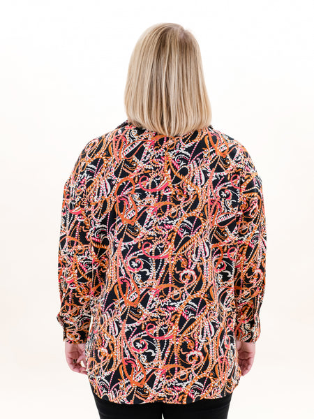 Long Sleeve Printed Collar Top by Entro