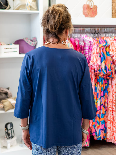3/4 Sleeve V-Neck Navy by Lulu B