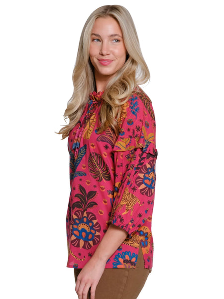 Tie Neck Print Top Multi by Tru Luxe