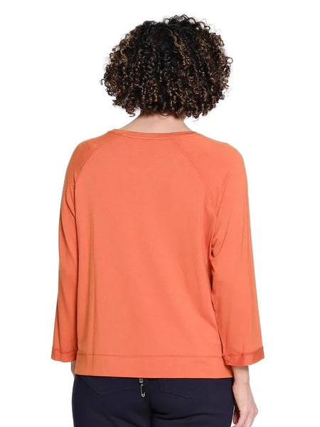 Stripe Trim Raglan Sleeve Top by Tru Luxe