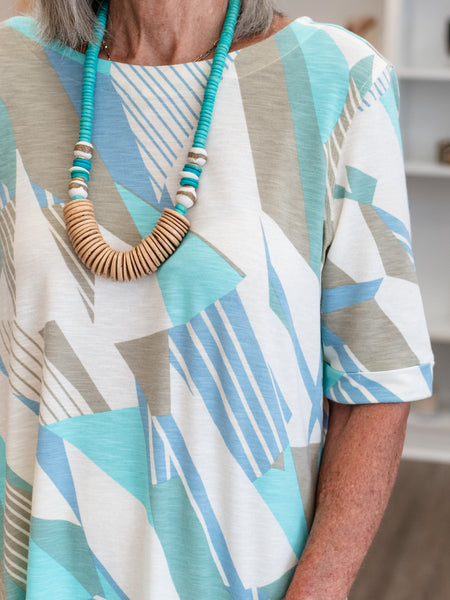 Printed Slub Knit A-Line Dress by Multiples