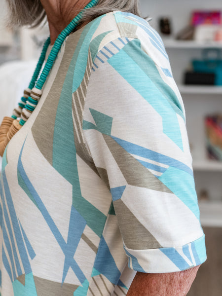 Printed Slub Knit A-Line Dress by Multiples