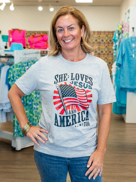 She Loves Jesus & America by Coastal Couture