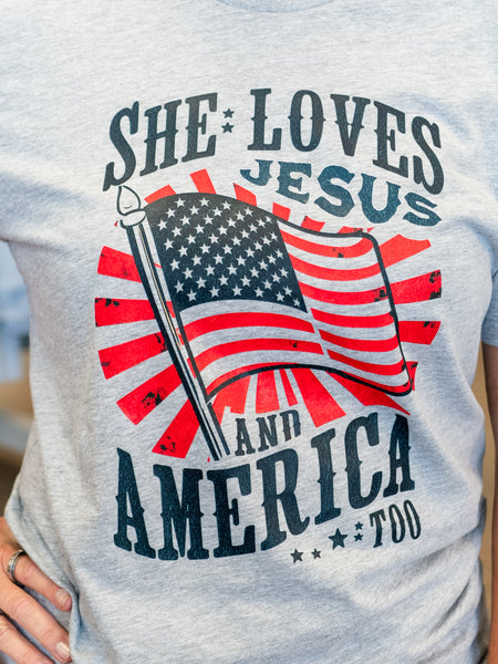 She Loves Jesus & America by Coastal Couture