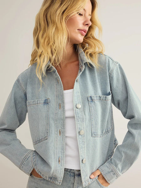All Day Cropped Denim Jacket Faded Indigo by Z Supply
