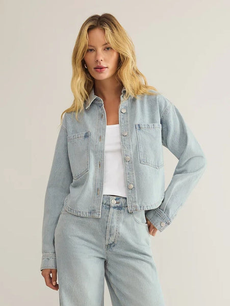 All Day Cropped Denim Jacket Faded Indigo by Z Supply