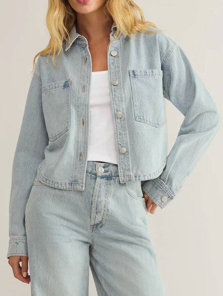 All Day Cropped Denim Jacket Faded Indigo by Z Supply