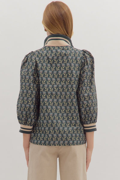 Floral 3/4 Sleeve Top Midnight by Entro
