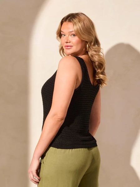 Crochet Tank Top Black by Tribal