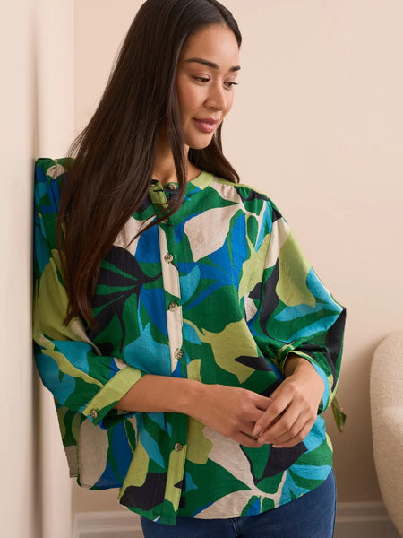 Flowy Dolman Sleeve Blouse Fieldgreen by Tribal
