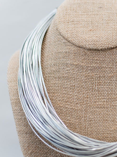 Chic Leatherette Strand Necklace Silver by Two Forty-Two