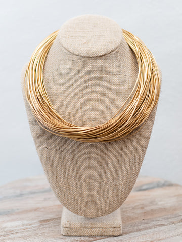 Chic Leatherette Strand Necklace Gold by Two Forty-Two