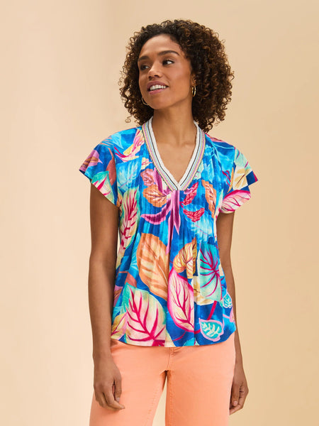 Flutter Sleeve Pintuck Top Birds by FDJ