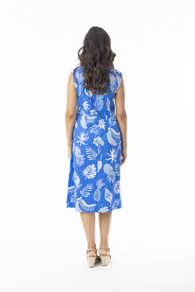 Comodoro Blue Dress Pleated Waist by Orientique