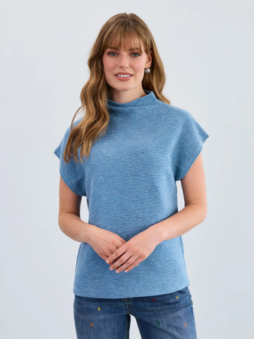 Ottoman Cap Sleeve Sweater Indigo by FDJ