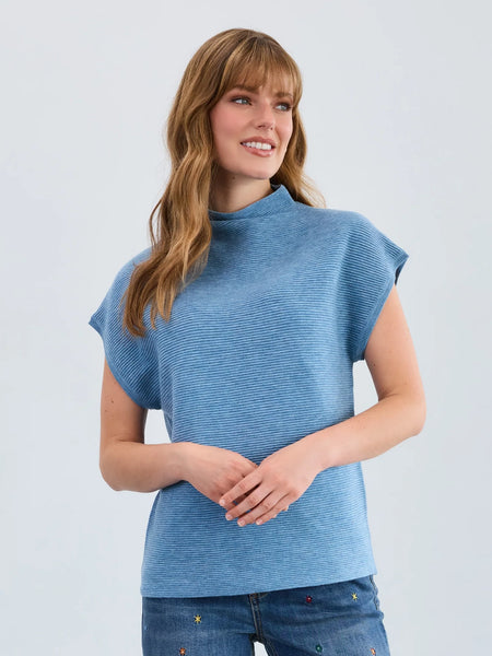 Ottoman Cap Sleeve Sweater Indigo by FDJ